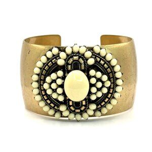 Stella & Dot Ivory Cabochon & Brass Cuff Bracelet